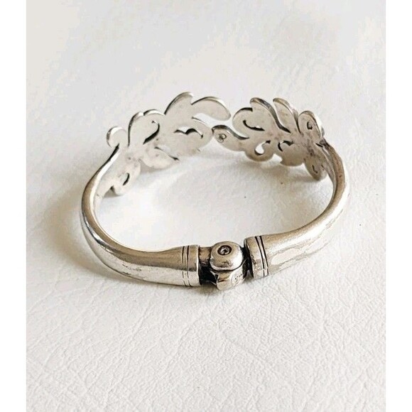 Brighton Laurel Wreath Hinged Cuff Bracelet Silver Plated Vintage 6.5" - Picture 7 of 8